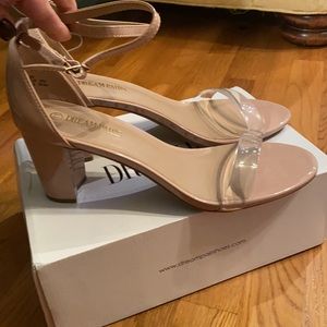 New! Clear strap nude heels